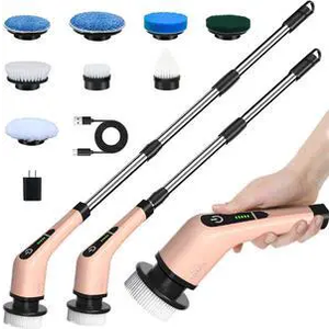 Electric Spin Scrubber, Cordless Cleaning Brush Scrubber for Home, 8 Replaceable Brush Heads-90Mins Work Time, 3 Adjustable Size, 2 Speeds for Bathroom Shower Bathtub Glass Car