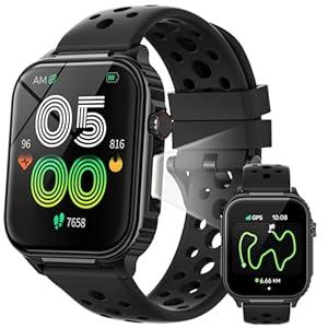 Parsonver Smart Watch for Men Women GPS, 10-Day Battery Fitness Tracker with Bluetooth Calling, 100+ Sports Modes, Heart Rate, Sleep Monitor, Step Counter, Activity Tracker for Android & iPhone, Black