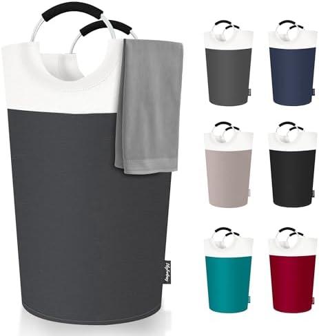 LilyFantasy 100L Laundry Basket, Collapsible Laundry Hamper with Padded Handles, Waterproof Laundry Bag, Tall Clothes Hamper Stand Up Well, Foldable Laundry Baskets for Easy Storage(Grey)