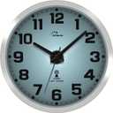 WallarGe Atomic Wall Clock with Night Light - Silent Lighted up Wall Clock Glow in The Dark, Battery Operated, AUTO DST, 12 Inch (Silver)