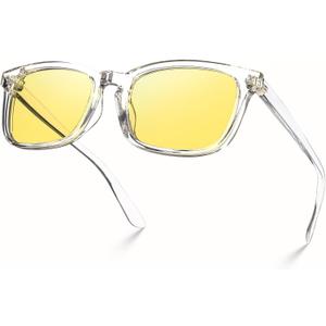VISOONE Blue Light Blocking Glasses Square with Anti Computer Glare for Gaming Women and Men MONTANA (Large, Night Vision-clear)
