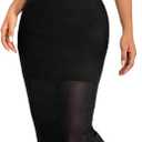 SweatyRocks Women's See Through Mesh Short Sleeve Crewneck Bodycon Maxi Dress Clubwear (Large, Black)