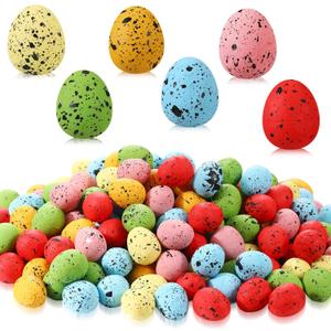 200 Pcs Mini Foam Easter Eggs Decorative Speckled Fake Bird Eggs for Easter Basket Stuffers Vase Fillers Crafts DIY Party Decorations, 0.6 x 0.7 Inch(Bright Color)