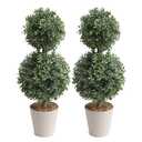 Homcom 2 Pack Artificial Boxwood Topiary Ball Trees for Indoor Outdoor - Green