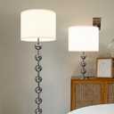 White Linen Lampshades Set of 2 Large, Drum Lamp Shade 16" Top x 16" Bottom x 10" High (Spider) Modern Lamp Shades for Table Lamps & Floor Lamp - Lampshades Replacement,Required Assembly -By GO&SO