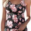 Aleumdr Women's Tankini Bathing Suit 2 Piece Tummy Control Swimsuit Scallop Trim Tankini Top with Bottom L