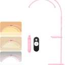 Lash Light, Bright and Large Half Moon Light for Eyelash Extensions, Nails and Tattoos, Flexible Gooseneck LED Floor Moon Lamp, Adjustable Brightness and Height, with Tool Tray (Pink)