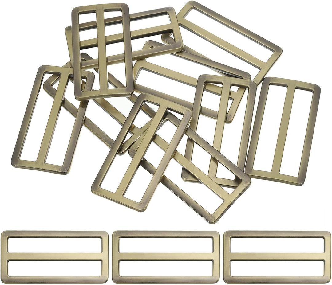 PATIKIL Flat Metal Slide Buckle, Tri-glide Sliders Webbing Strap Belt Adjuster for Leathercraft DIY (38mm, Bronze)