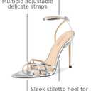 HOCHFART Women's Strappy Heels Lace Up Pointed Open Toe Ankle Strap Stiletto High Heels Sandals Dressy Summer Shoes for Women (Silver, M, Size 8)