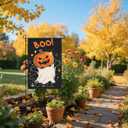 3 x Halloween Garden Flag,12x18 Double Sided Halloween Flags for Outside, with 2 Different Designs Front and Back,Small Burlap Flags for Yard and Garden Decor