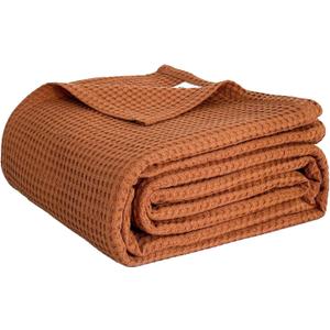 100% Cotton Waffle Weave Blanket for Bed Couch, Soft Lightweight Breathable Cozy Blankets Home Dcor for All-Season (Caramel, 40"x50")
