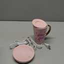 Paris Hilton Electric Mug Warmer Set, Electric Gravity Mug Warmer with 14-Ounce Ceramic Coffee Mug with Lid, Heat Sensitive Color Changing Design, Auto-Shut Off, 3-Piece Set, Pink and Gold