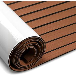 Fullfire EVA Foam Boat Flooring, Faux Teak Marine Boat Decking Sheet with Self-Adhesive Deck Carpet for Bass Boat Jon Boat Pontoon RV Kayak Floor 94" x 47"/35"/15"