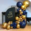 Navy Blue Balloons Arch Garland Kit 119pcs Chrome Gold Balloons for Wedding Graduation Birthday Party Decor