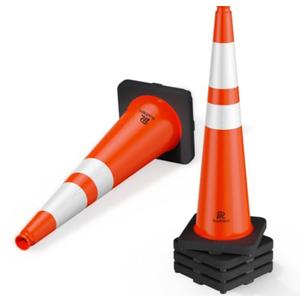RoadHero 5 Pack 36 Inch Large Traffic Cones with Heavy Black Base, Orange Safety Cone with Reflective Collar for Parking Lot, Construction Work, Road Safety