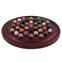 HOROW Large Marble Solitaire Board Game Wooden Classic Natural Stone Marbles Solitaire Game Set Containing 36 Colored Natural Stone Marbles Strategy and Smart Games (red Walnut)