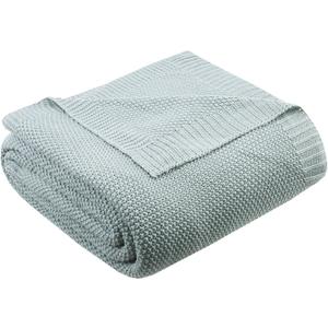 INK+IVY Bree Knit Throw Blanket for Bed, Sofa, and Couch, Lightweight, Breathable, Soft & Cozy Summer Blanket, King (108 in x 90 in), Aqua