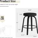 Swivel Bar Stools Set of 2, 24" Counter Height Backless Bar Stools, Fabric Upholstered Seat, Sturdy Curved Wood Legs, Mid-Century Modern Island Stools for Kitchen Bar, Dining Room, Black