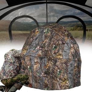 Hunting Chair Blind, 2 Man One-Way See Through Ground Blind, Portable 2 Person Camouflage Chair Tent with Carrying Bag