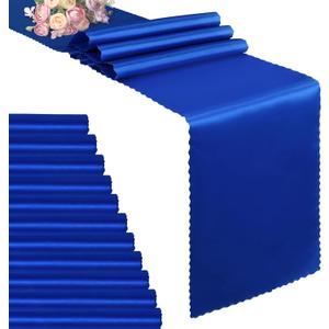 VACVELT 12 Pack Satin Table Runners - 12 x 108 Inches Long, Royal Blue Table Runners for Wedding, Birthday Party, Banquet, Graduation, Engagements