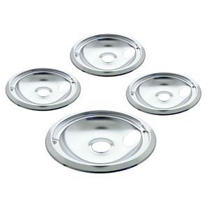 Kitchen Basics 101 Made in the USA 119204XZ Style B Chrome 4 Pack Drip Bowls 3 Small 6” and 1 Large 8” Replacement for GE WB31T10010 and WB31T10011