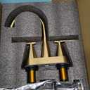 Cobbe Bathroom Faucets for Sink 3 Hole, 4 Inch with Pop Up Drain and 2 Supply Hoses, 2 Handle Centerset Bathroom Faucet for Sink Vanity, Brushed Gold, 2 Pack