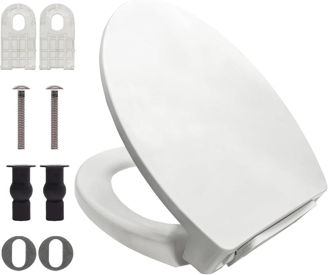 Soft Close Toilet Seat Elongated and Lid for TOTO SS114#01, Cotton White, Mounting Hardware included