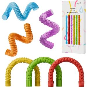 2 x Fidget Sensory Sticks for Kids,6PCS Textured Fidget Toys for Stress Anxiety Autistic ADHD,Calm Down Travel Airplane Essentials Toys,Stuffers Gifts for Teens Boys Girls