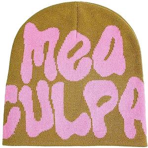 GFLPO MEA Culpa Beanie Y2k Beanie Women Beanies Y2k Hat Graphic Beanies Winter Hat Knit Skull Cap Knitted Cap Y2k Accessories