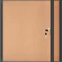 Mifuro 28"x26" Enclosed Bulletin Board, Lockable Weather-Resistant Aluminum Cork Noticeboard for School & Office, Black Frame w/Cork
