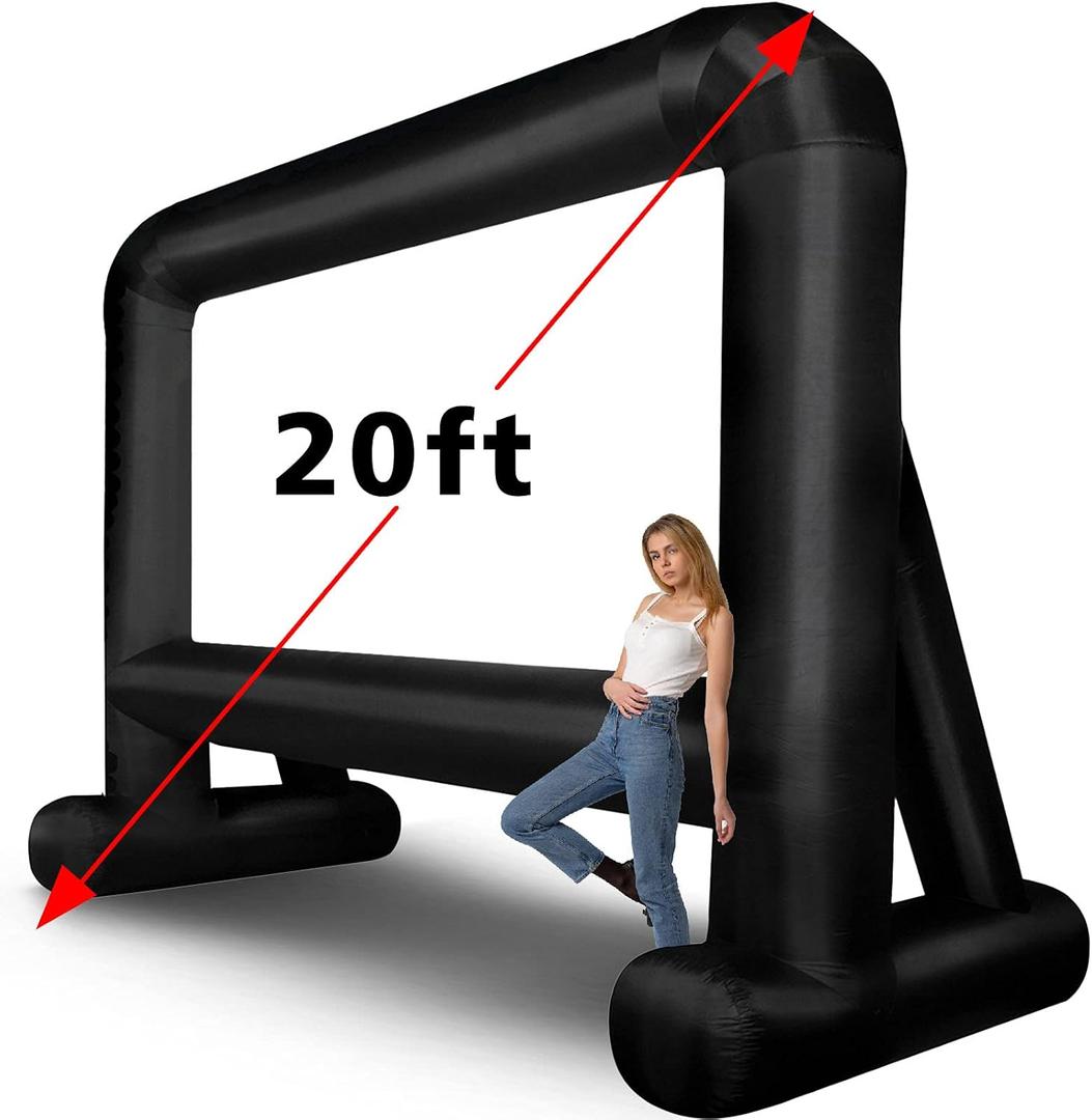 OUTTOY 20 Feet Inflatable Movie Screens Blow Up Mega Movie Screens, Inflatable Theater Projector Screen Outdoor with Quiet Blower and Carry Bag - Supports Front and Rear Projection