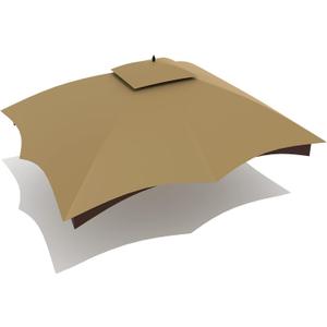 Wonwon Gazebo Replacement Canopy Top Cover 10X12 Double Tiered Canopy Roof for Lowe's Allen Roth Gazebo Model #GF-12S004BTO/GF-12S004B-1 (Khaki)