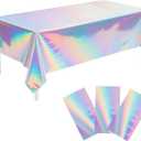 Childom 3 Pack Iridescent Tablecloth,54" x 108" Birthday Party Tablecloths Iridescence Plastic Disposable Table Covers Iridescent Party Decorations,Plastic Tablecloth for Buffet Table,Birthday Decors