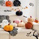 2 x Pumpkin Pillows, Halloween Pumpkin Decoration Throw Pillow, Cute Thanksgiving Pumpkin Shaped Throw Pillows Gifts, 8" Soft Caramel Brown Faux Rabbit Fur for Fall Funny Decorations (Mini-8 Inch)