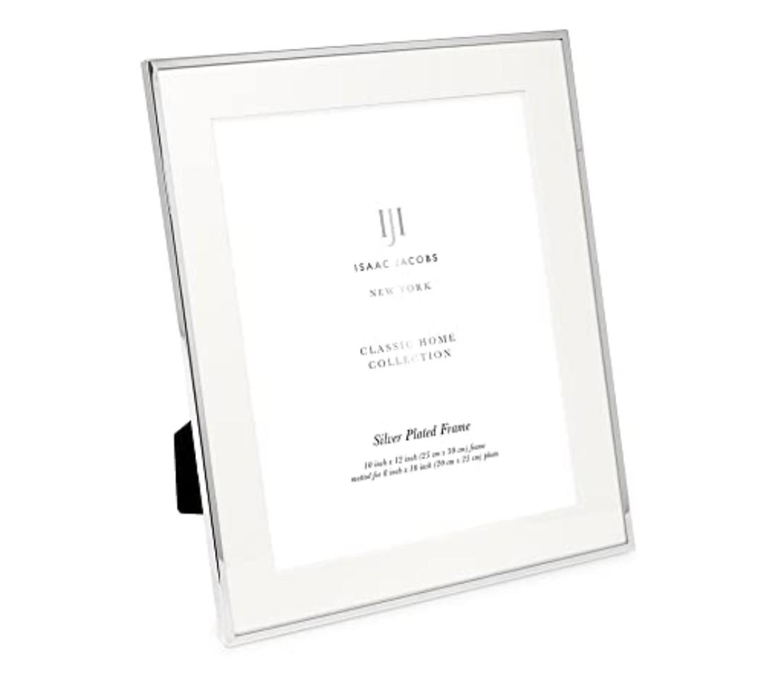 Isaac Jacobs 10x12 (Matted 8x10) Silver Metal Picture Frame, Classic Metal Photo Frame Made For Tabletop & Hanging Display, Photo Gallery and Wall Art (10x12 (Matted 8x10), Silver)