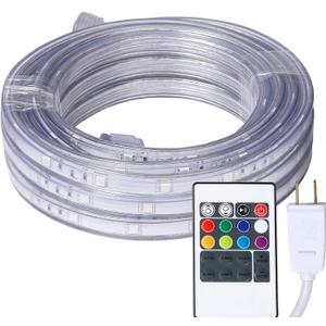 16.4 Feet Flat Flexible LED Rope Lights, Color Changing RGB Strip Light with Remote Control, 8 Colors Multiple Modes, Plug in Novelty Lighting, Connectable and Waterproof for Home Kitchen Outdoor Use
