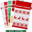 Tuzuaol 50 PCS Christmas Drawstring Goodies Bags Christmas Treat Bags Candy Bags for Xmas Gift Wrapping Party Favor