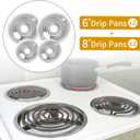 4-Piece Drip Pans Set - Compatible with GE Stoves - Chrome Finish Electric Stove Burner Drip Pans - 2 x 6inch, 2 x 8inch Stove Drip Pans - GE Stove Drip