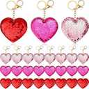 Loetere 48 Pcs Valentine's Sequin Keychain Glitter Heart Sequin Key Rings Flip Sequin Key Chains Backpack Bag Accessories Holiday Party Favors Decorations for Women Wedding Gift Exchange(Multicolor)