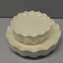 LIYH 24 Pcs Plastic Plates Reusable, Unbreakable Dinner Plates, Scalloped Plastic Plates, Dishwasher Safe, Ivory Plate Sets Perfect for Parties, Birthday, Picnics, BPA Free(12Guests)