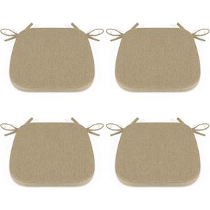 Shinnwa Dining Chair Cushions Set of 4, Non Slip Seat Cushions for Kitchen Chairs with Ties, 4 Pack, 15 x 15.5 inches, Natural Linen