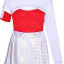 Children's Clothing Girls Zombie Cheerleader Uniform Mesh Top Hoodie Pants Cosplay Halloween Party Costume (White 1)