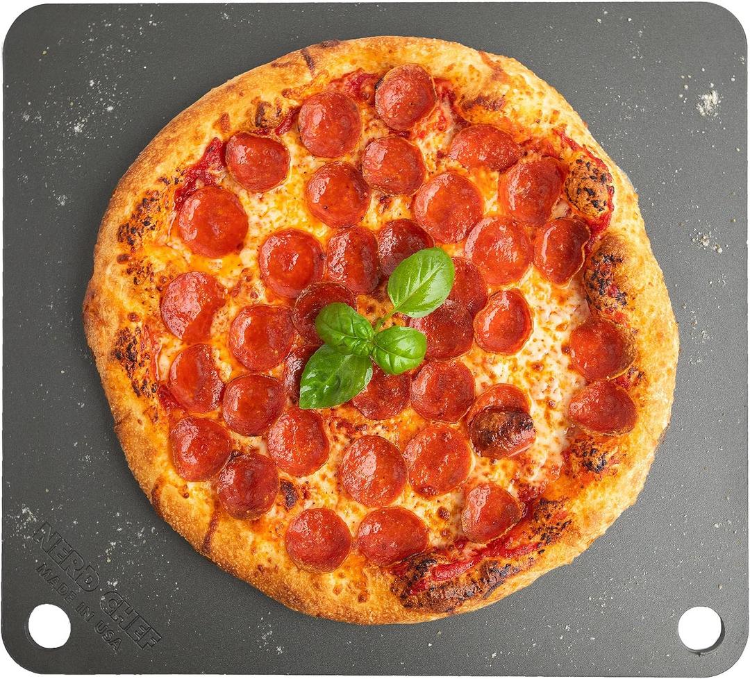 NerdChef Steel Stone - High Performance Pizza Baking | Made in USA (14.5" x 16" x 1/4") - (.25" Thick - Standard)