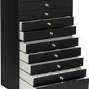 GUKA Large Jewelry Box, Jewelry Case with 10 Drawers for Big and Small Jewelry, Jewelry Storage Organizer for Watch Earrings Necklace Rings Bracelets, Birthday Wedding Gifts, Black