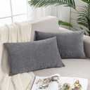 GAWAMAY Lumbar Support Pillow Decorative Rectangle Throw Pillow Covers 12"x20" Inch Set of 2, Soft Chenille Fall Pillowcase for Living Room Bedroom Sofa Couch Cushion Cover Grey 30x50cm (No Insert)