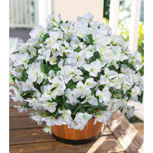 Ivydale Bougainvillea Artificial Flowers for Outdoors Spring Decor, 4 Bundles White Fake Outside Flowers Silk UV Resistant Realistic Faux Plants for Outdoor Planters Porch Patio Window Garden