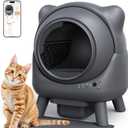Self Cleaning Litter Box, Automatic Litter Box, FEELNEEDY Odor Control Robot, Cat Ears Design, 65L APP Real-Time Monitor, Cat Litter-Boxs for Multiple Cats, Safety Sensors, with 1 Trash Bag
