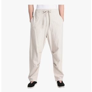 ZooBoo Men's Martial Arts Pants Kung Fu Linen Trousers Tang Suit Pants M