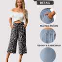 Lepunuo Women's Wide Leg Capri Pants High Waisted Palazzo Pants Adjustable Casual Tie Knot Pants with Pockets