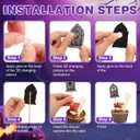 48 Pcs Halloween Cupcake Toppers Tombstones with 3D Changing Face Moving Pictures Skeleton Hand Tongs Graveyard Topper Halloween Cake Food Decoration Party Supplies (Brick Style)